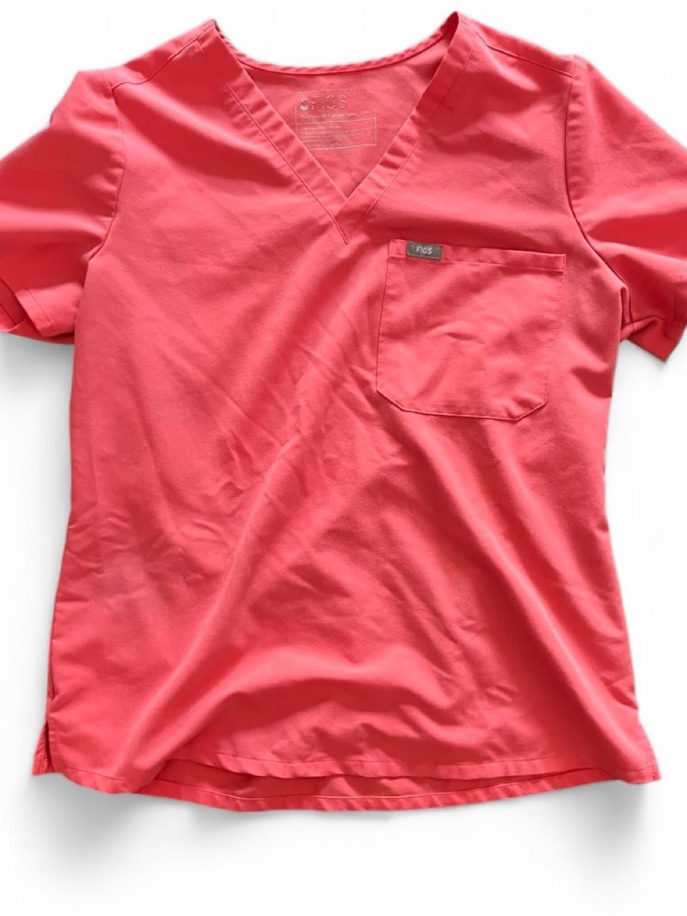 Figs Coral V-Neck Medical Top